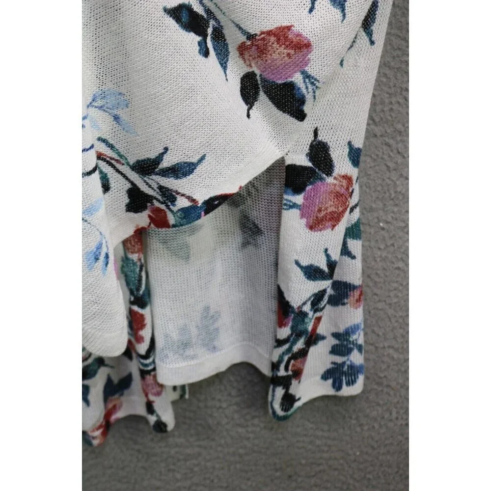 J. Jill Long Open Front Cardigan-Linen Blend-Floral-Medium-Cottagecore